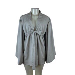 Boohoo Womens Beige Polyester Open Back Tie Front Kimono-Style Dress Size 8